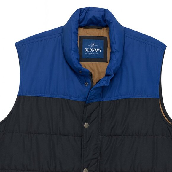 Old Navy Blue Black Colorblock Puffer Vest XL - Picture 10 of 11